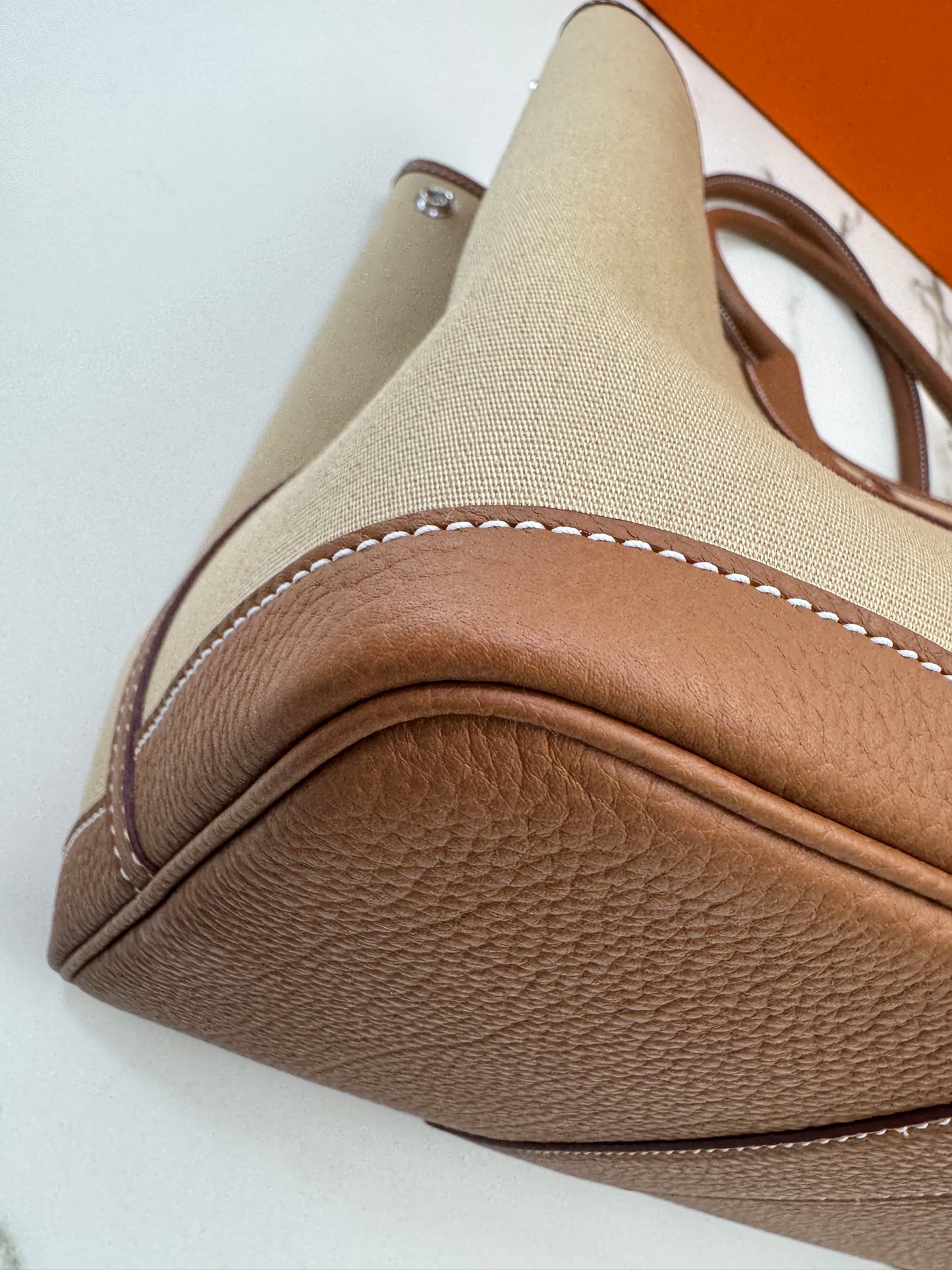 HERMES Garden Party 36 金棕拼風衣灰帆布 Negonda/ Canvas