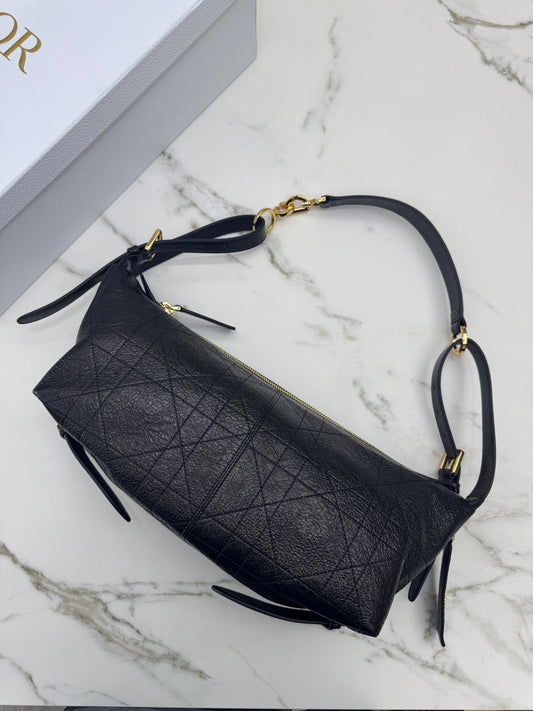 DIOR D-Journey Medium 黑色油臘皮