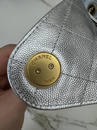CHANEL 25Bag Small 銀色荔枝皮