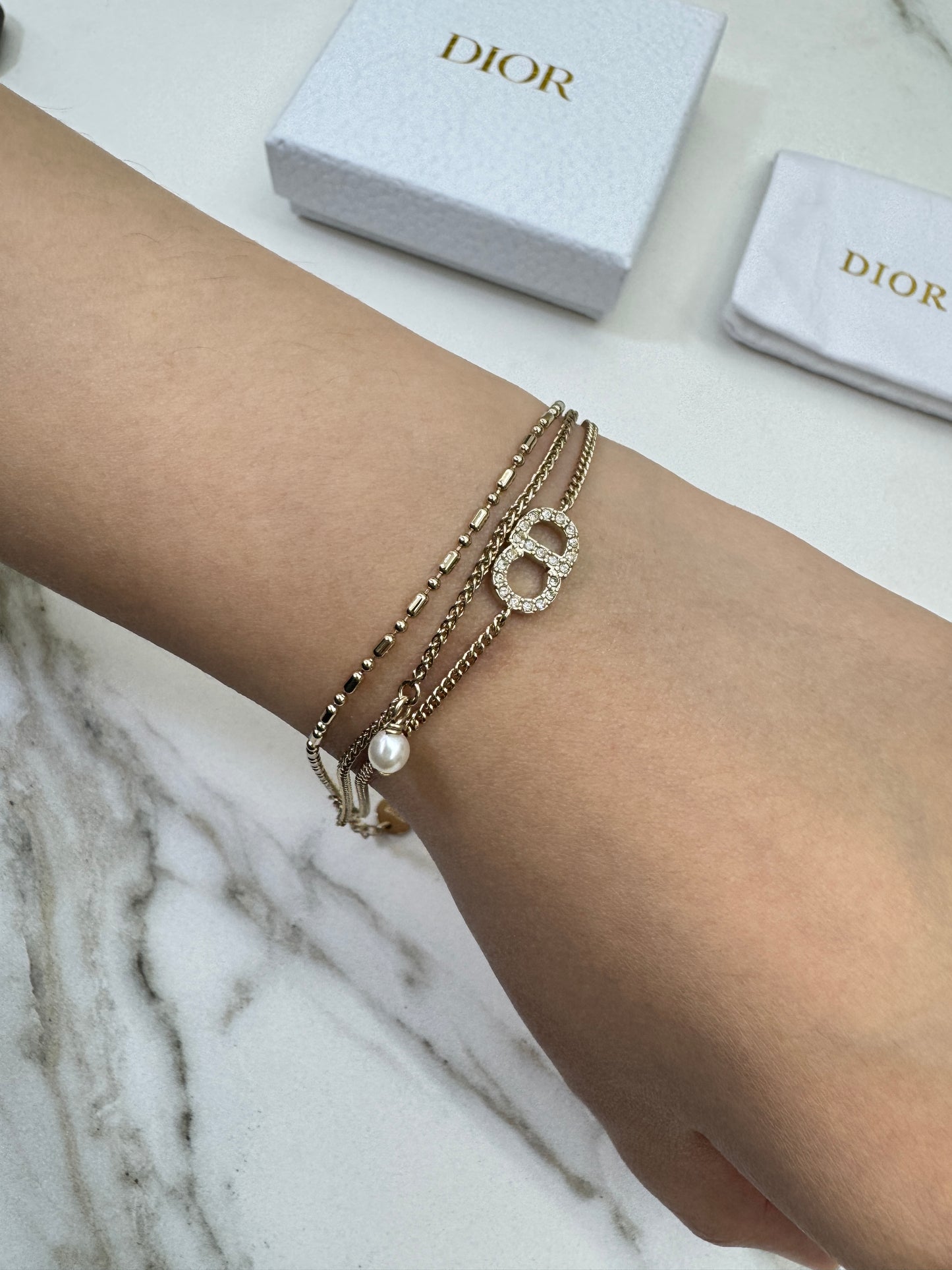 DIOR 暗金色三層手鏈 Bracelet