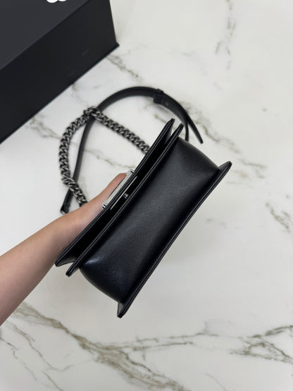 CHANEL Leboy 20cm 黑銀荔枝牛皮
