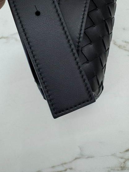 BV Intrecciato Mini Bag with Flap Black