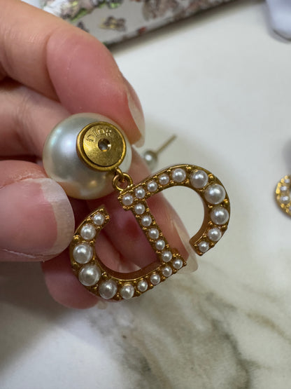 DIOR 前後戴珍珠CD耳環