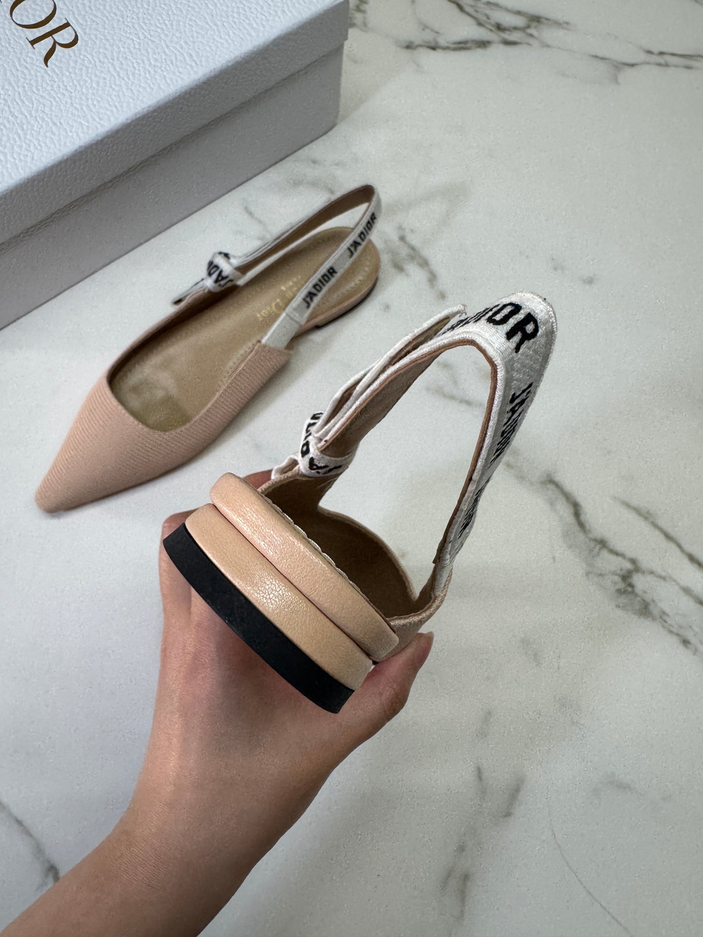 DIOR J'adior Slingback 裸色 科技布面 2.5cm