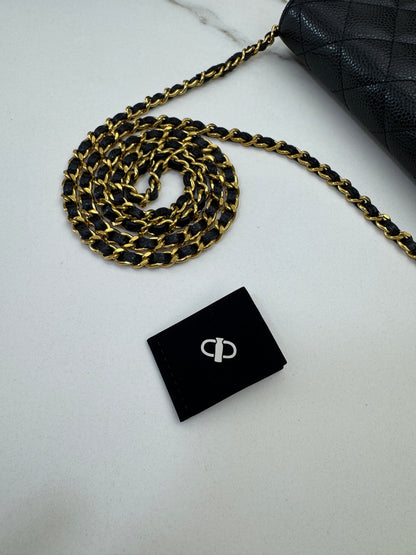 CHANEL Wallet On Chain 黑金牛 新版旋轉扣woc
