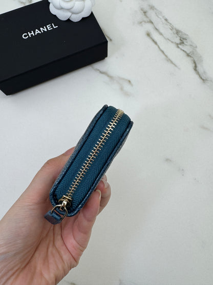 CHANEL 18S珠光藍 拉鏈零錢包 Iridescent Blue Coin Purse【Limited Edition】