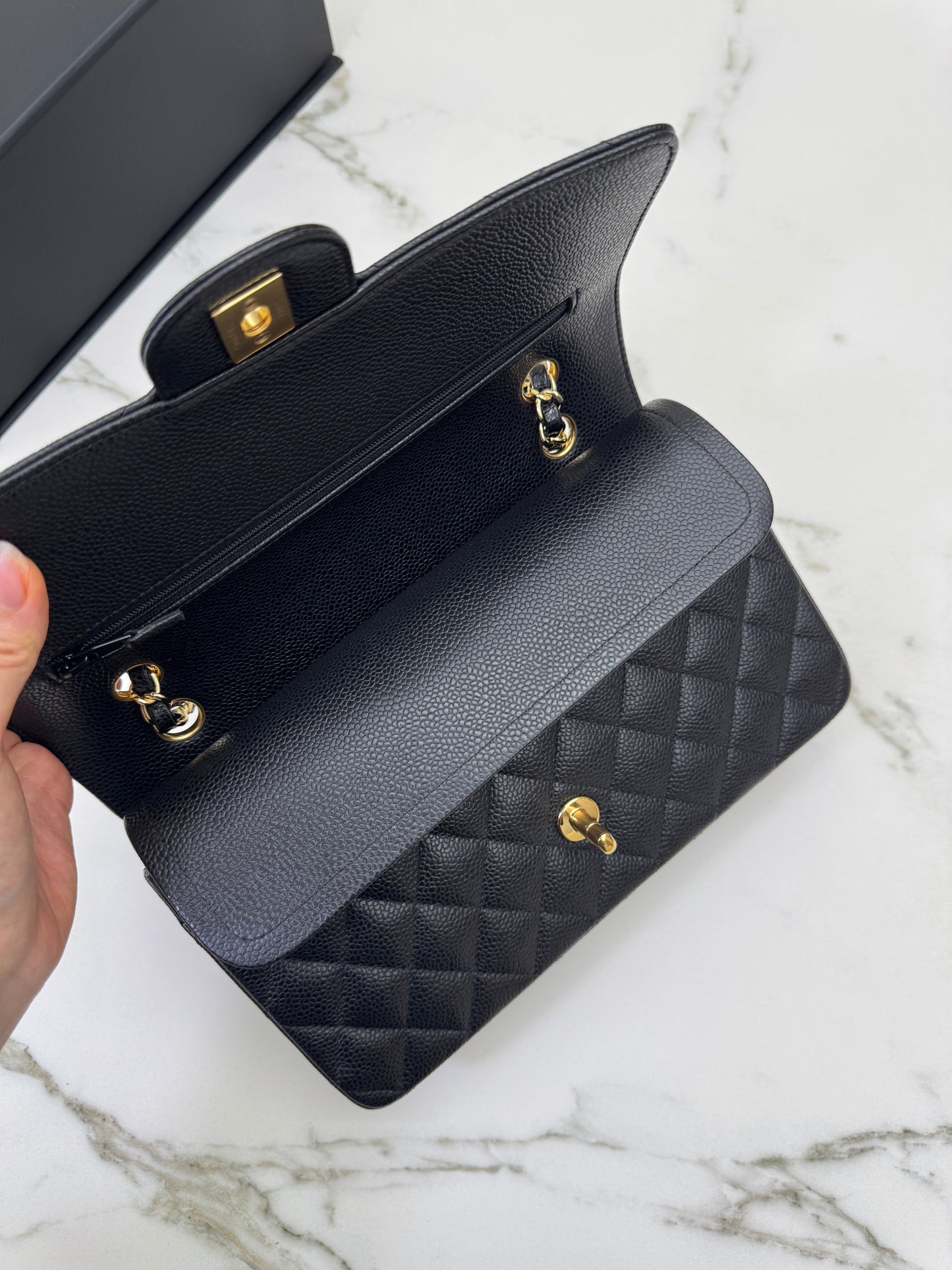 CHANEL CF25 Medium 黑金牛 Black Calfskin GHW