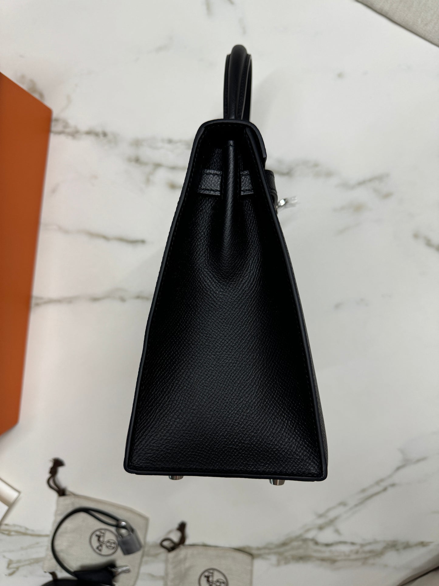 HERMES Kelly 25 黑銀 Epsom Noir