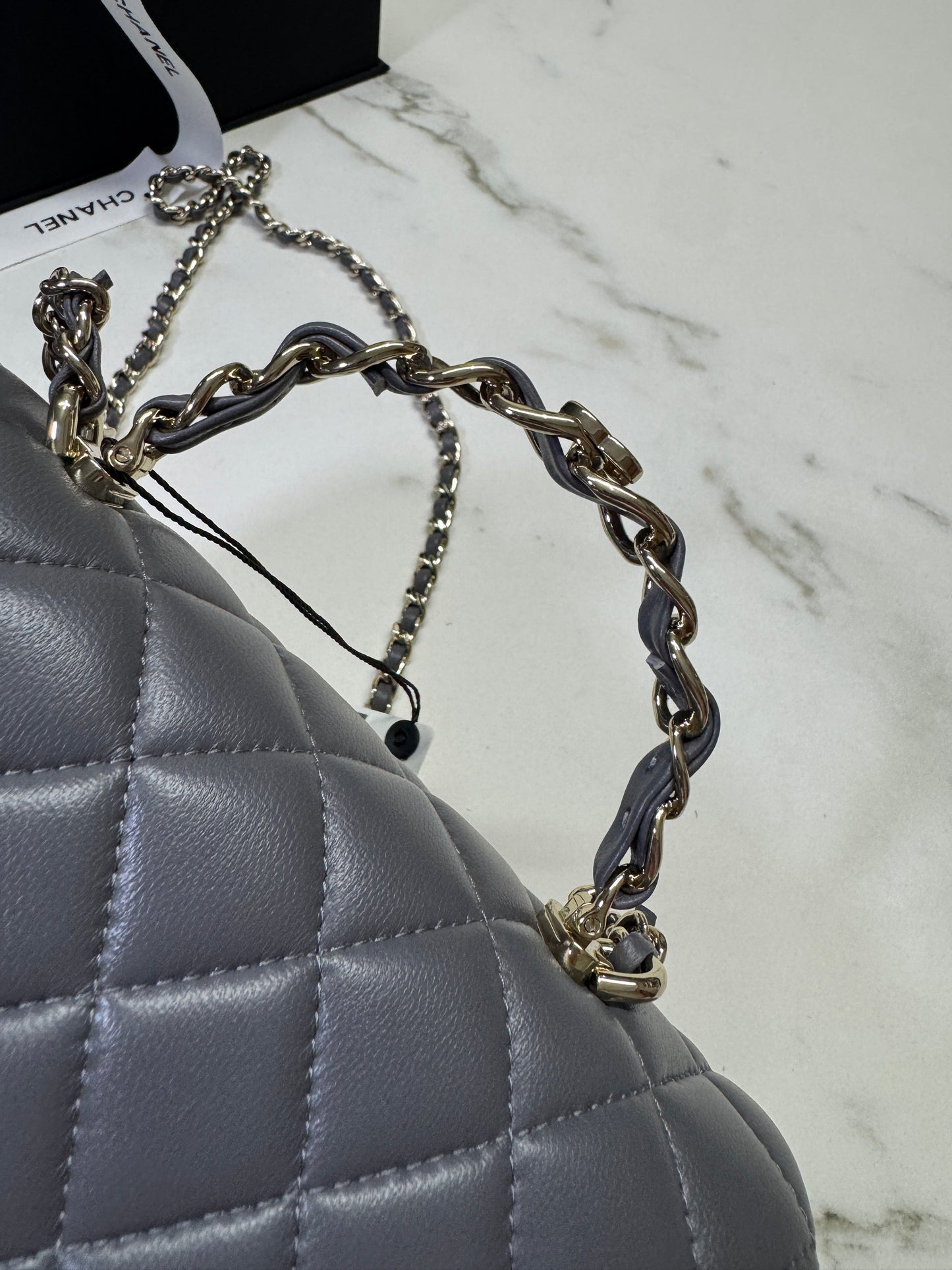 CHANEL 23K Mini CF with Top Handle 手柄CF 深灰色羊皮