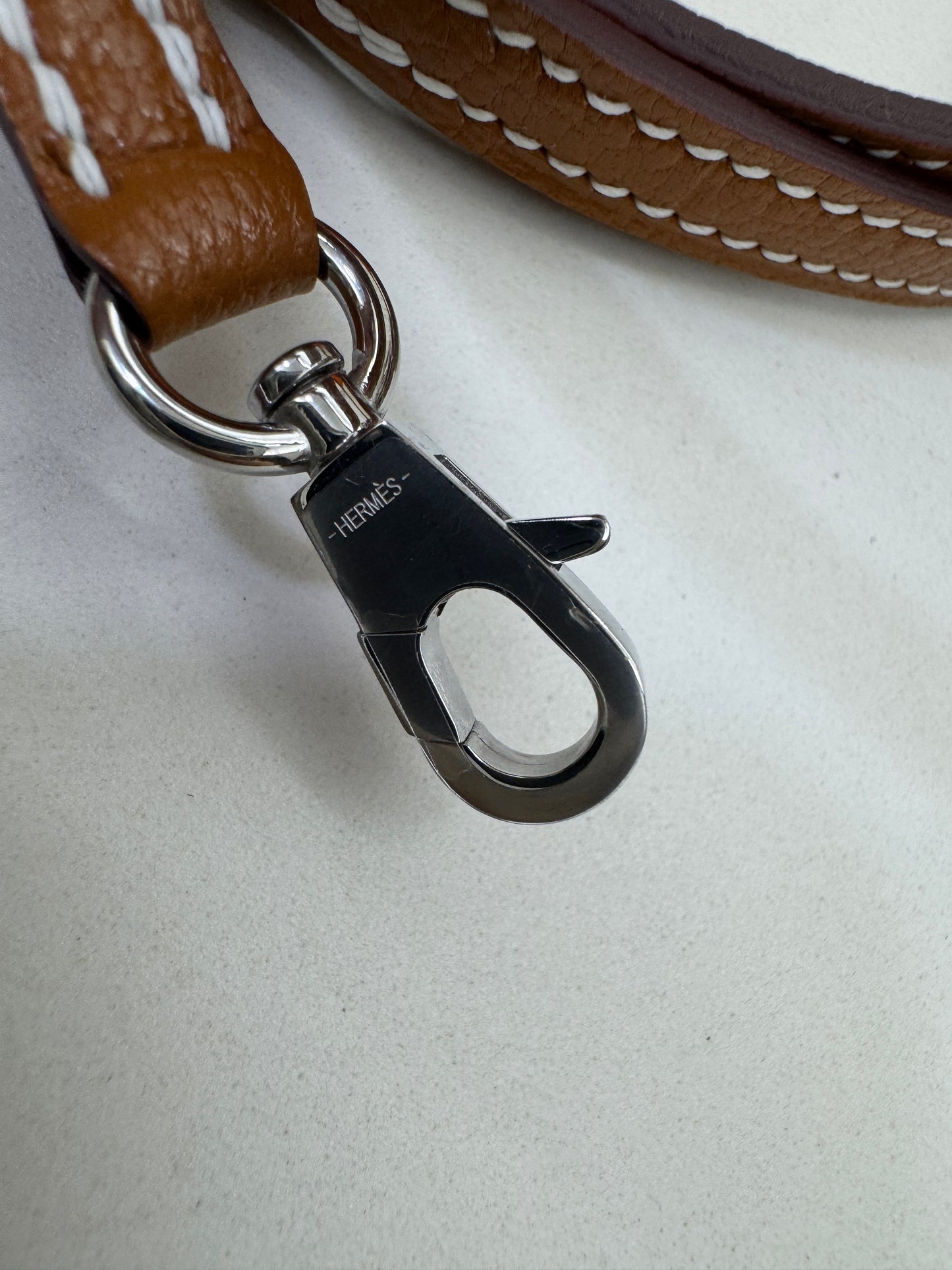 HERMES Mini Bolide 金棕色山羊皮 銀扣 Cherve Gold PHW