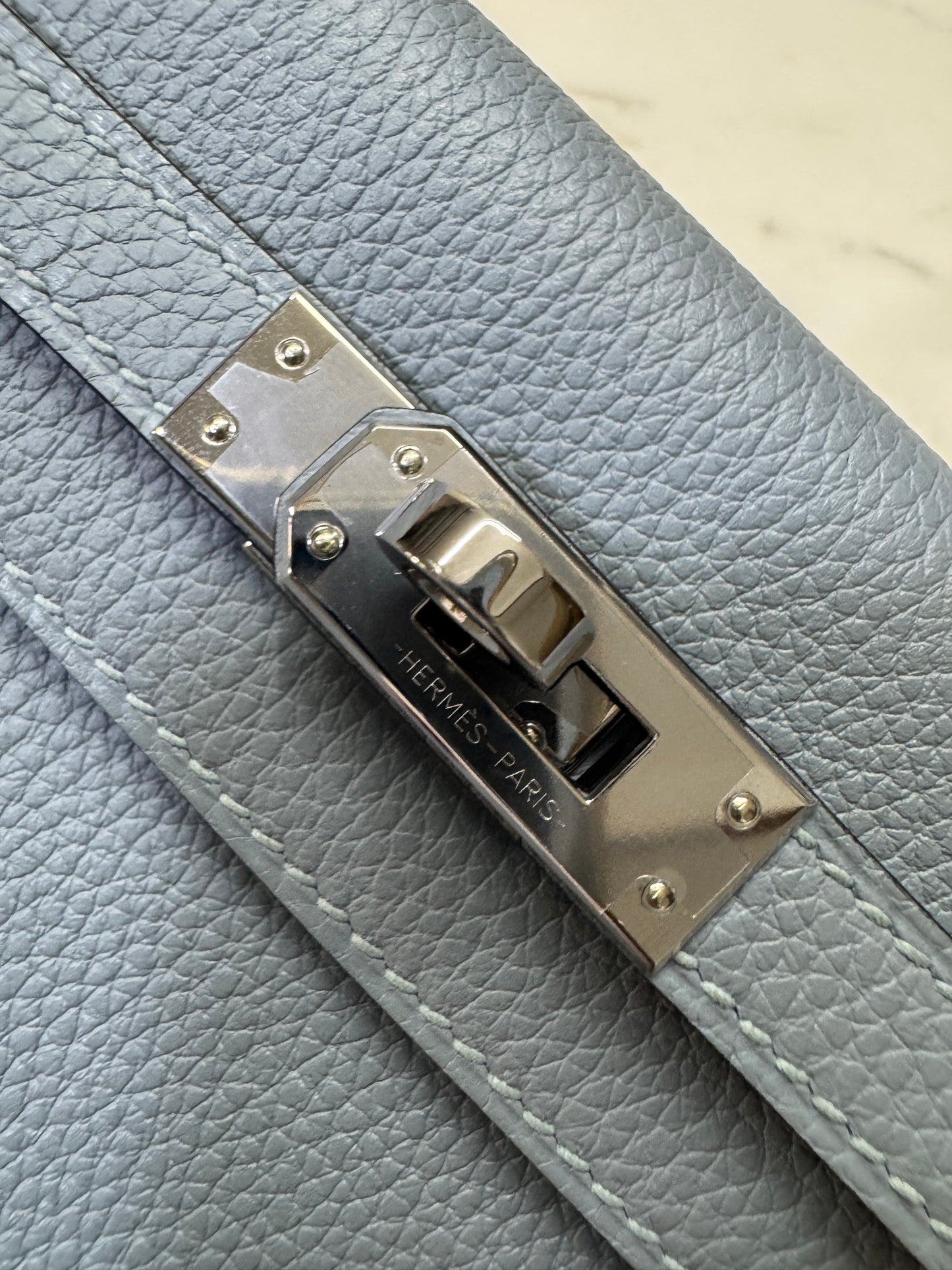 HERMES Kelly 25 亞麻藍 銀扣 內縫 Togo Selier