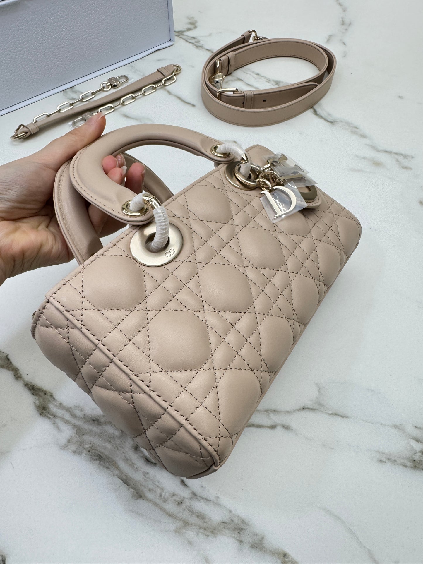 DIOR D-Joy Small 胭脂米 Powder Beige￼