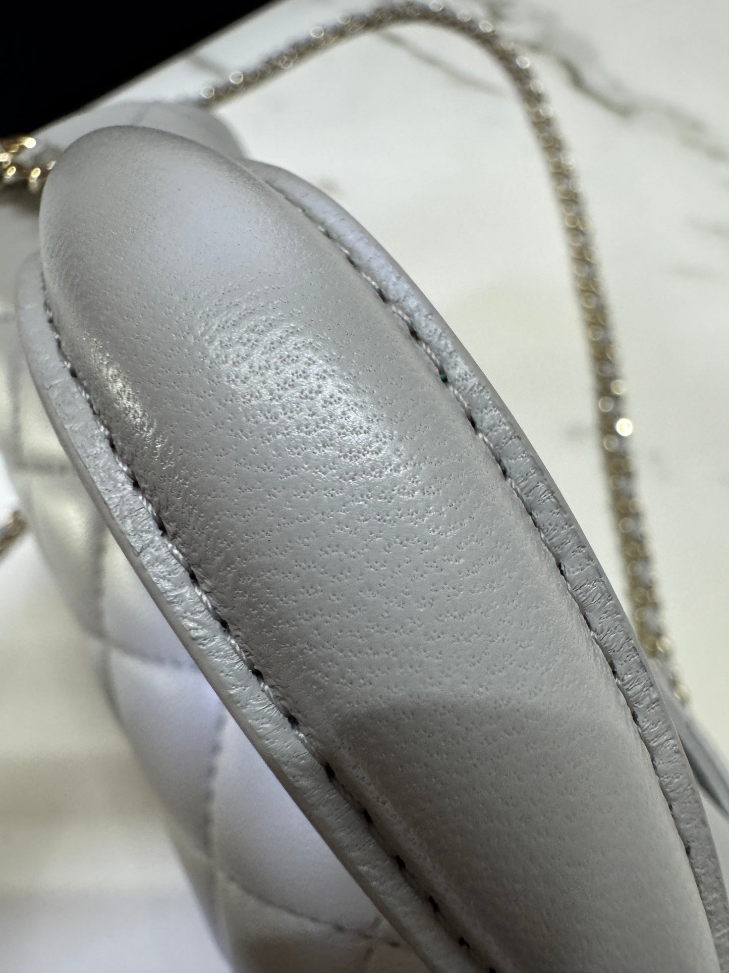 CHANEL Mini CF Handle 25P 淺灰色羊皮