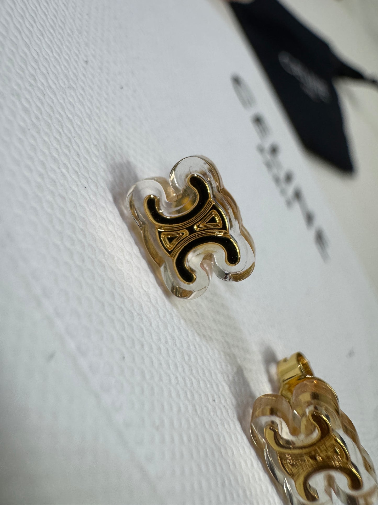 CELINE 凱旋門 透明耳環