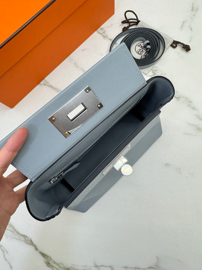 HERMES Mini 2424 木偶灰銀扣 Evercolor Gris Platin PHW