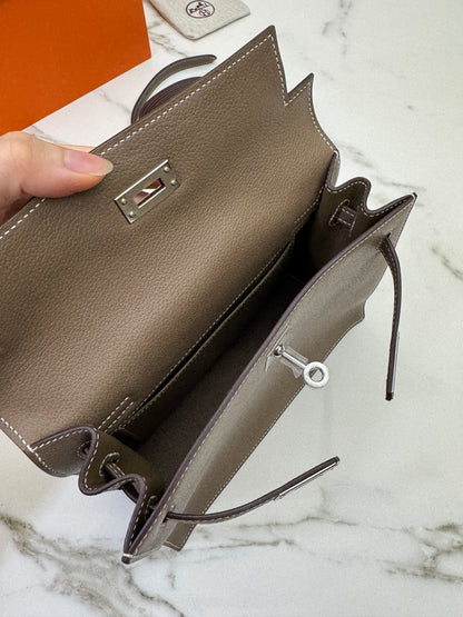 HERMES Kelly Danse 大象灰銀扣 Etoupe PHW