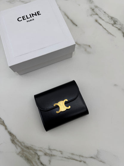 CELINE Wallet 凱旋門金扣Box皮