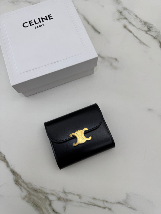 CELINE Wallet 凱旋門金扣Box皮
