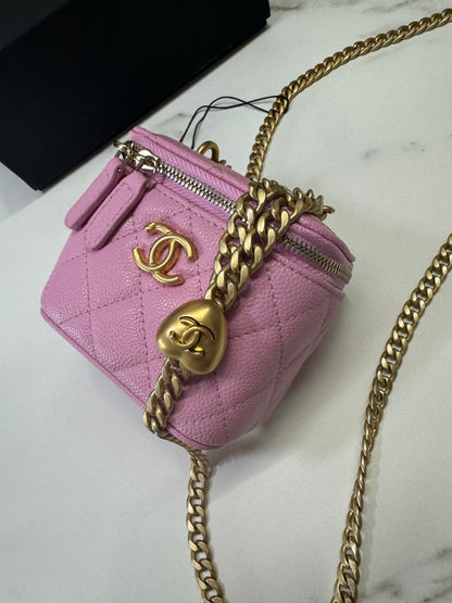 CHANEL 愛心金球小盒子 粉