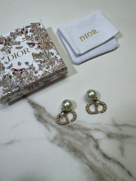 DIOR 前後戴珍珠CD耳環