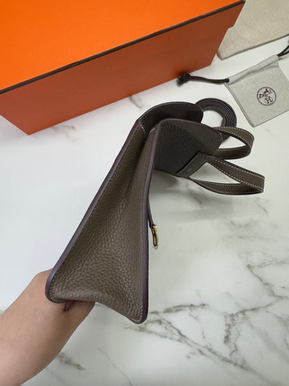 HERMES Halzan 25 大象灰金扣