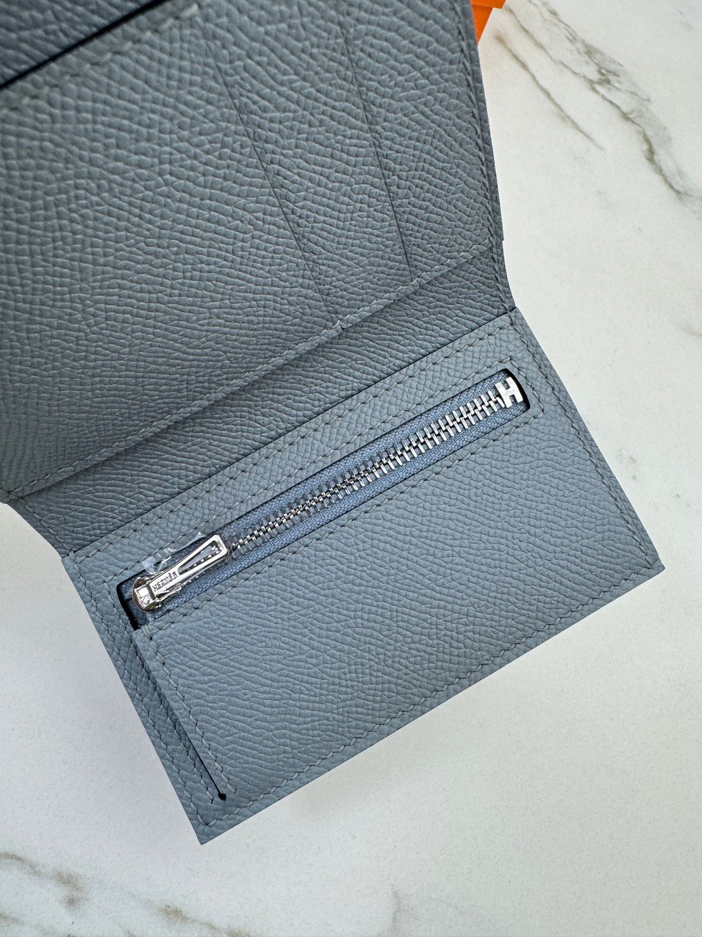 HERMES Bearn 三摺錢包 亞麻藍 Blue Lin Epsom PHW