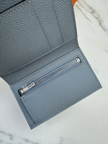 HERMES Bearn 三摺錢包 亞麻藍 Blue Lin Epsom PHW