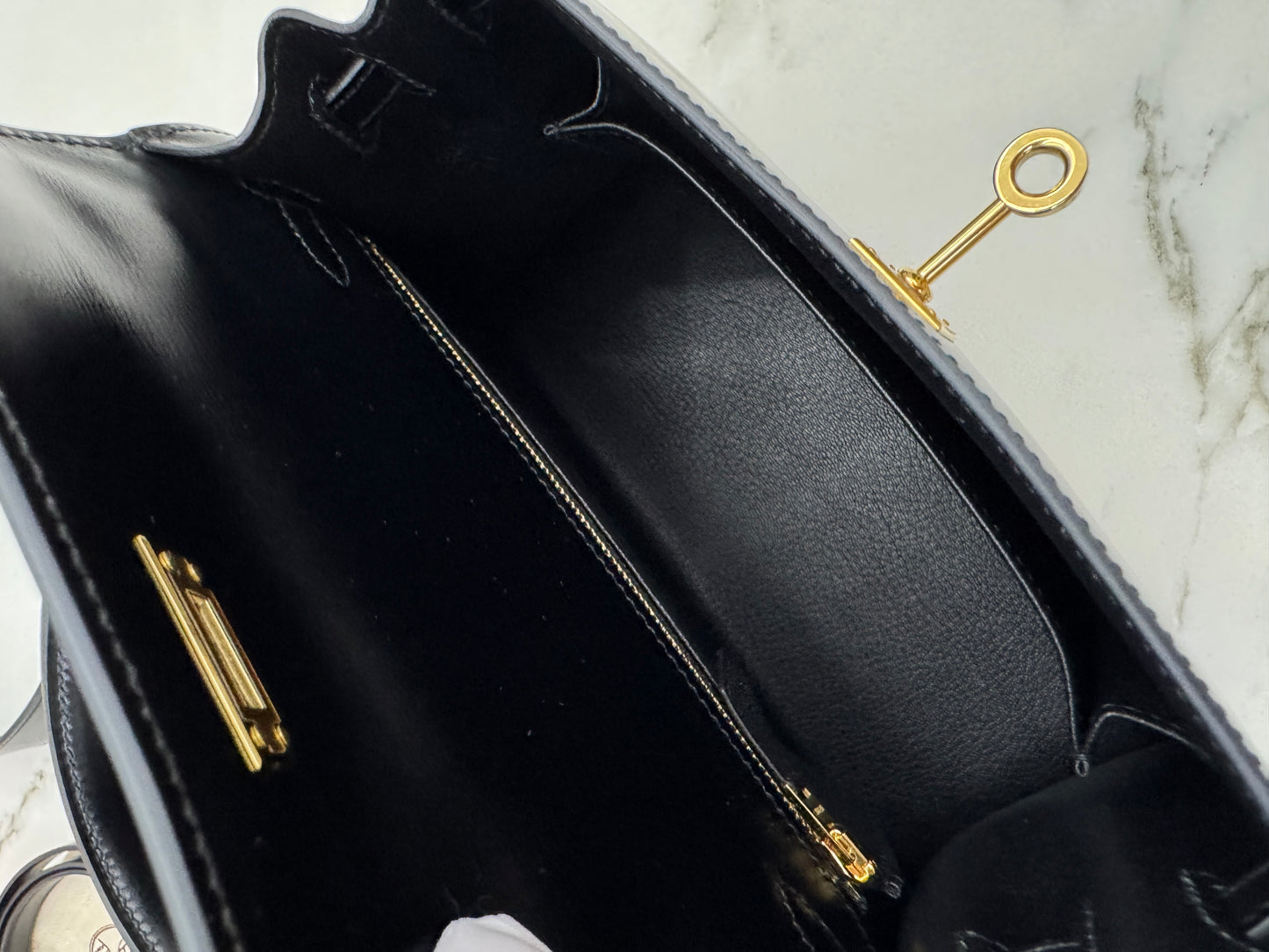 HERMES Kelly 25 黑色外縫金扣 Box Leather Sellier Noir GHW