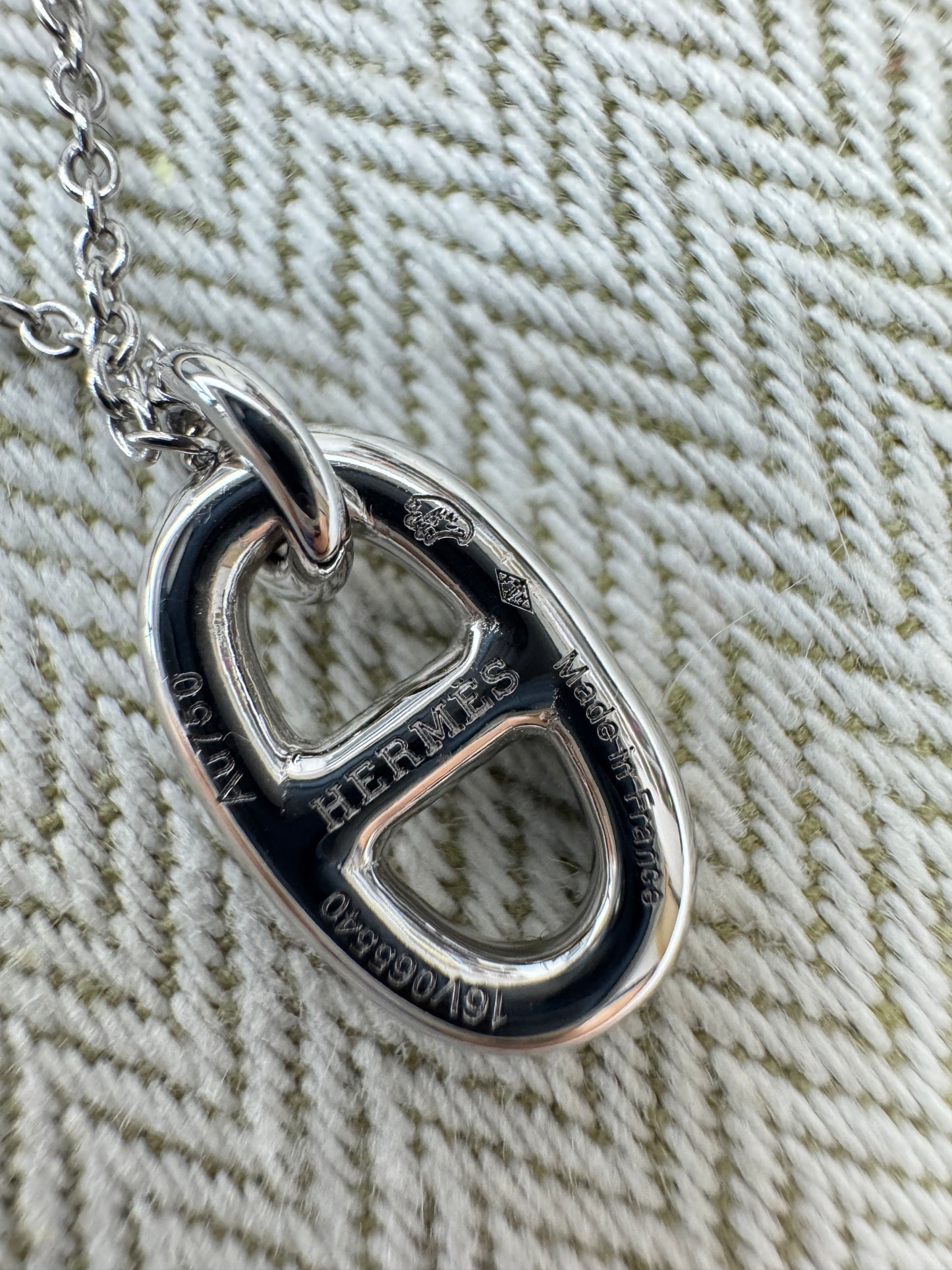 HERMES 豬鼻子項鏈 銀色