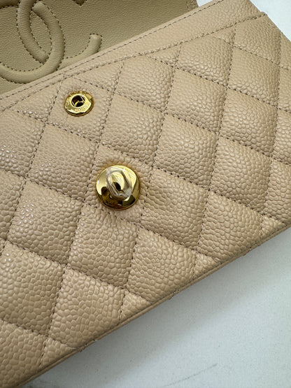 CHANEL CF23 Small 米杏色牛皮金扣 Beige Caviar Calfskin GHW