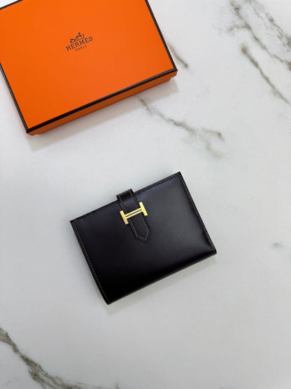 HERMES Bearn Compact Wallet 烏木色Box皮 Ebene GHW