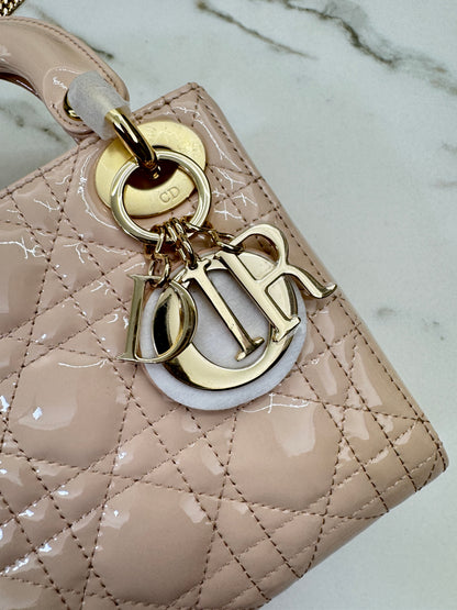 DIOR Mini Lady Dior Powder Beige 漆皮胭脂米 Shiny Calfskin