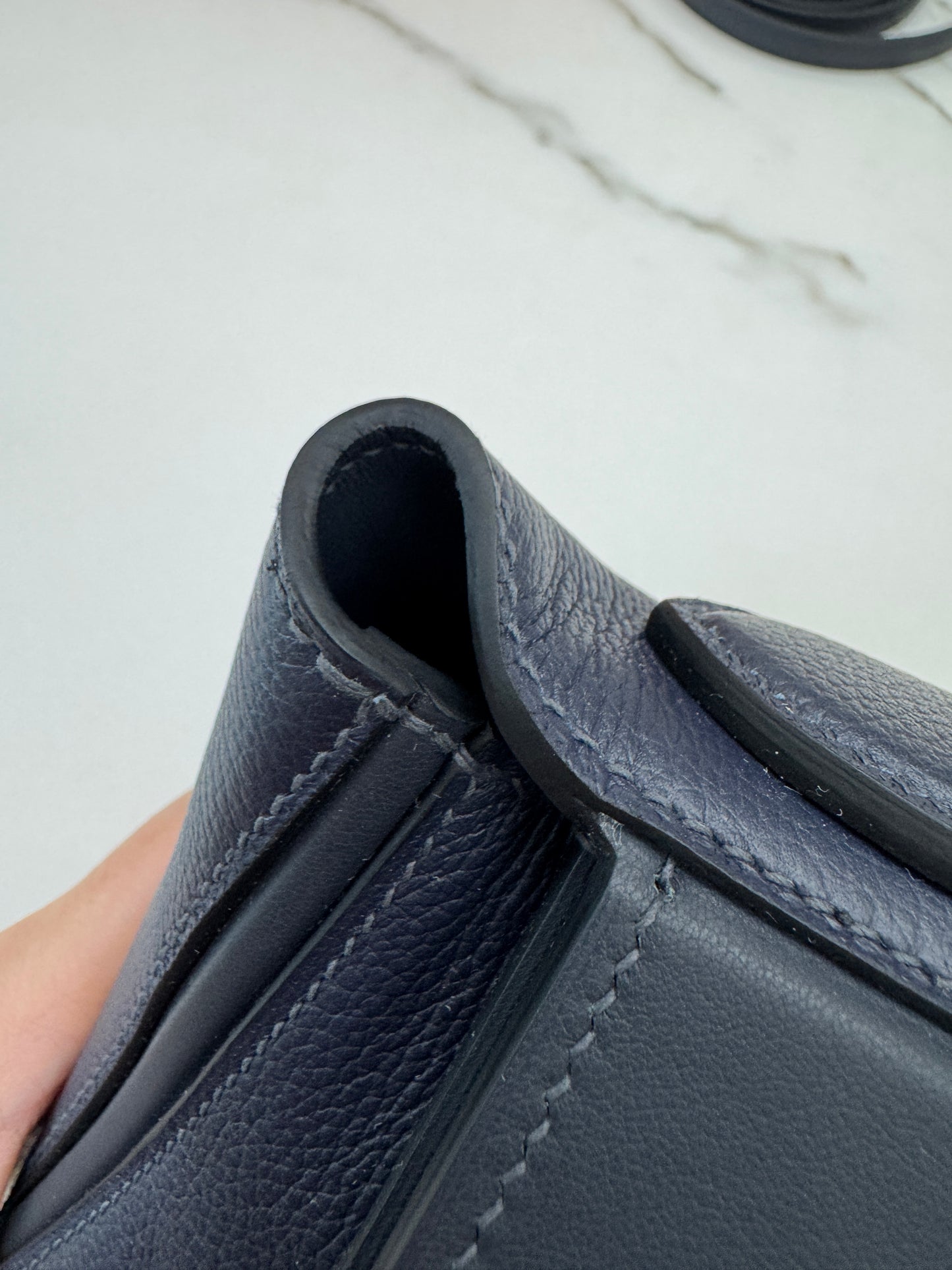 HERMES Mini 2424 午夜藍金扣 Evercolor 2Z Bleu Nuit GHW