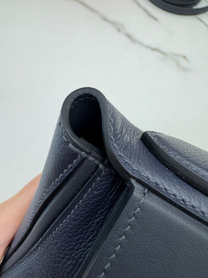 HERMES Mini 2424 午夜藍金扣 Evercolor 2Z Bleu Nuit GHW