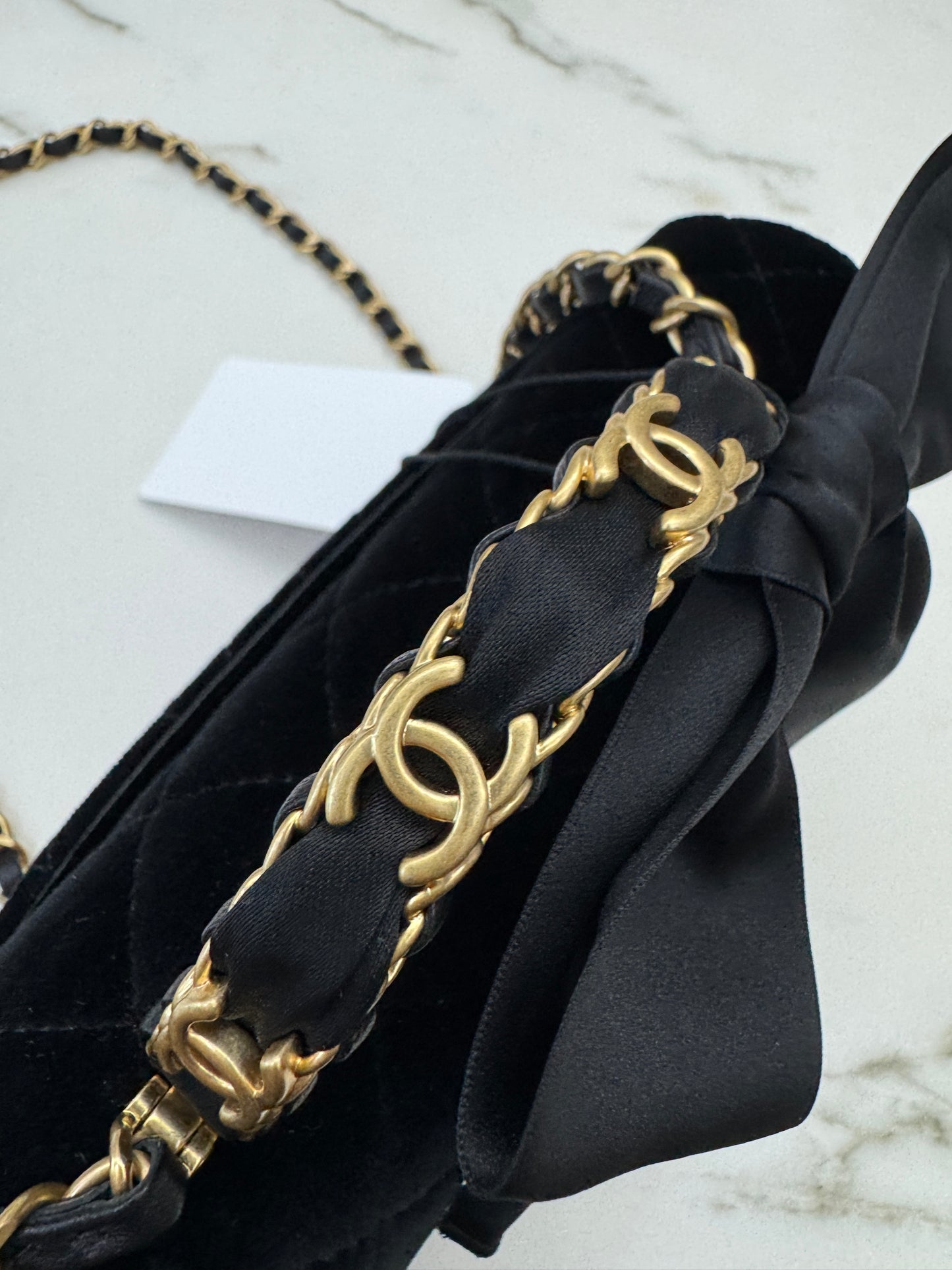 CHANEL 25K 蝴蝶結絲絨 Mini CF Top Handle