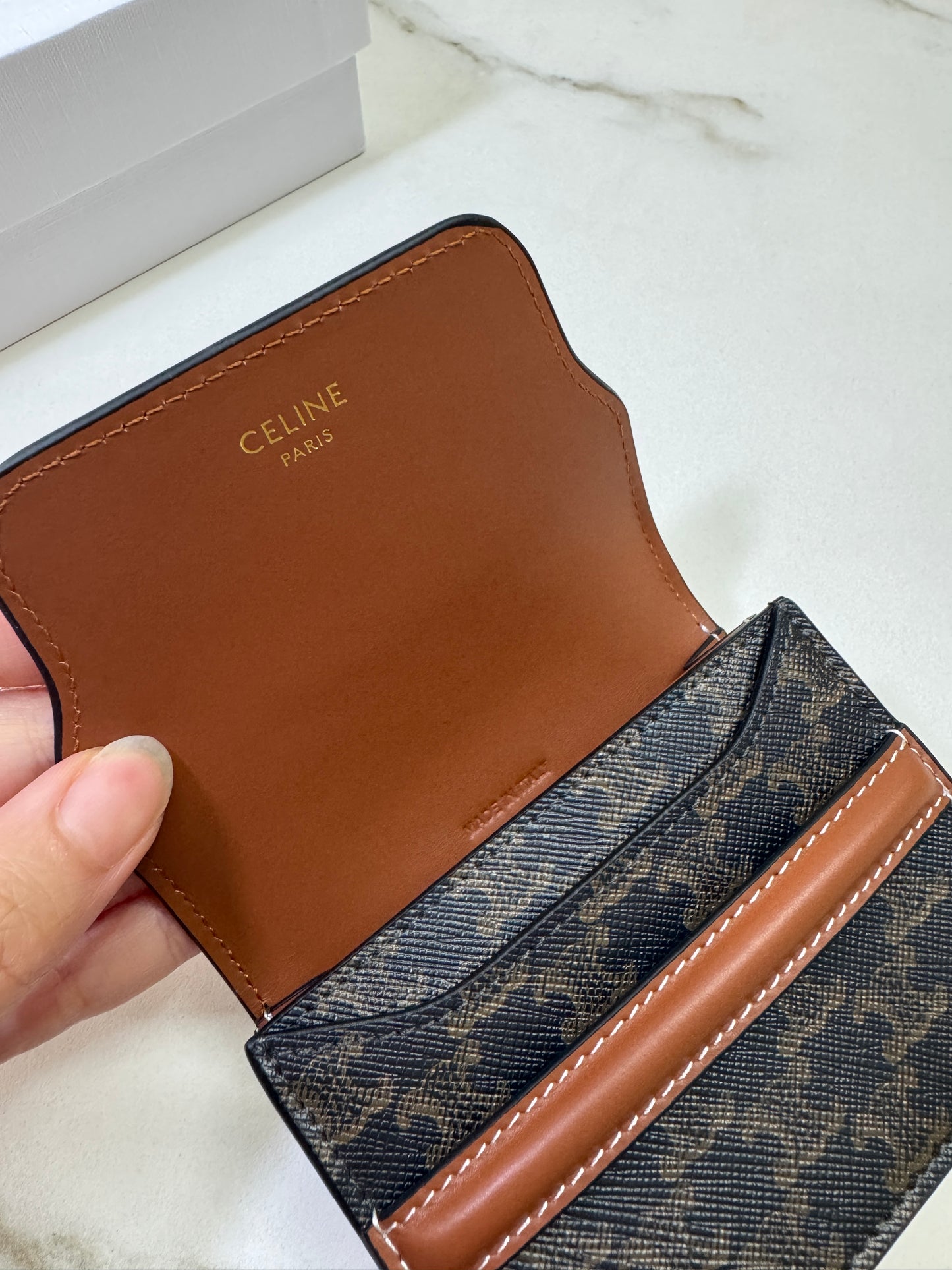 CELINE Canvas 老花雙層卡包
