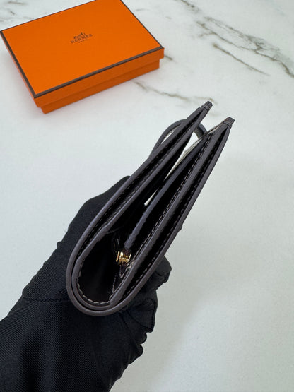 HERMES Bearn Compact Wallet 烏木色Box皮 Ebene GHW