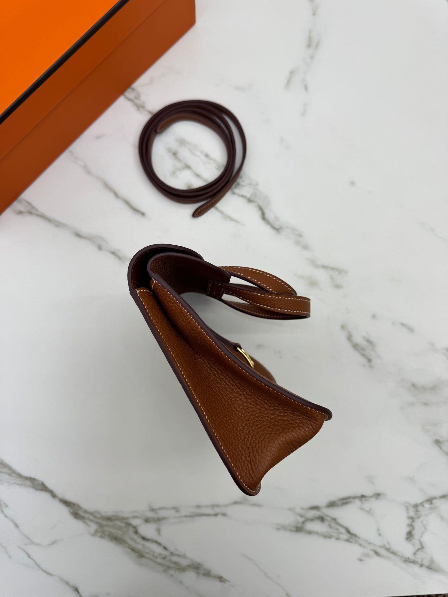 HERMES Halzan 25 金棕色金扣 TC Gold GHW