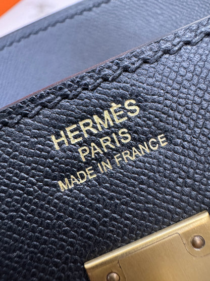 HERMES Birkin 25 黑色 Madame 拉絲金扣 89 Noir Sellier