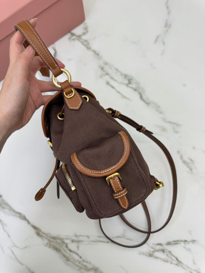 MIU MIU Backpack Canvas 深棕