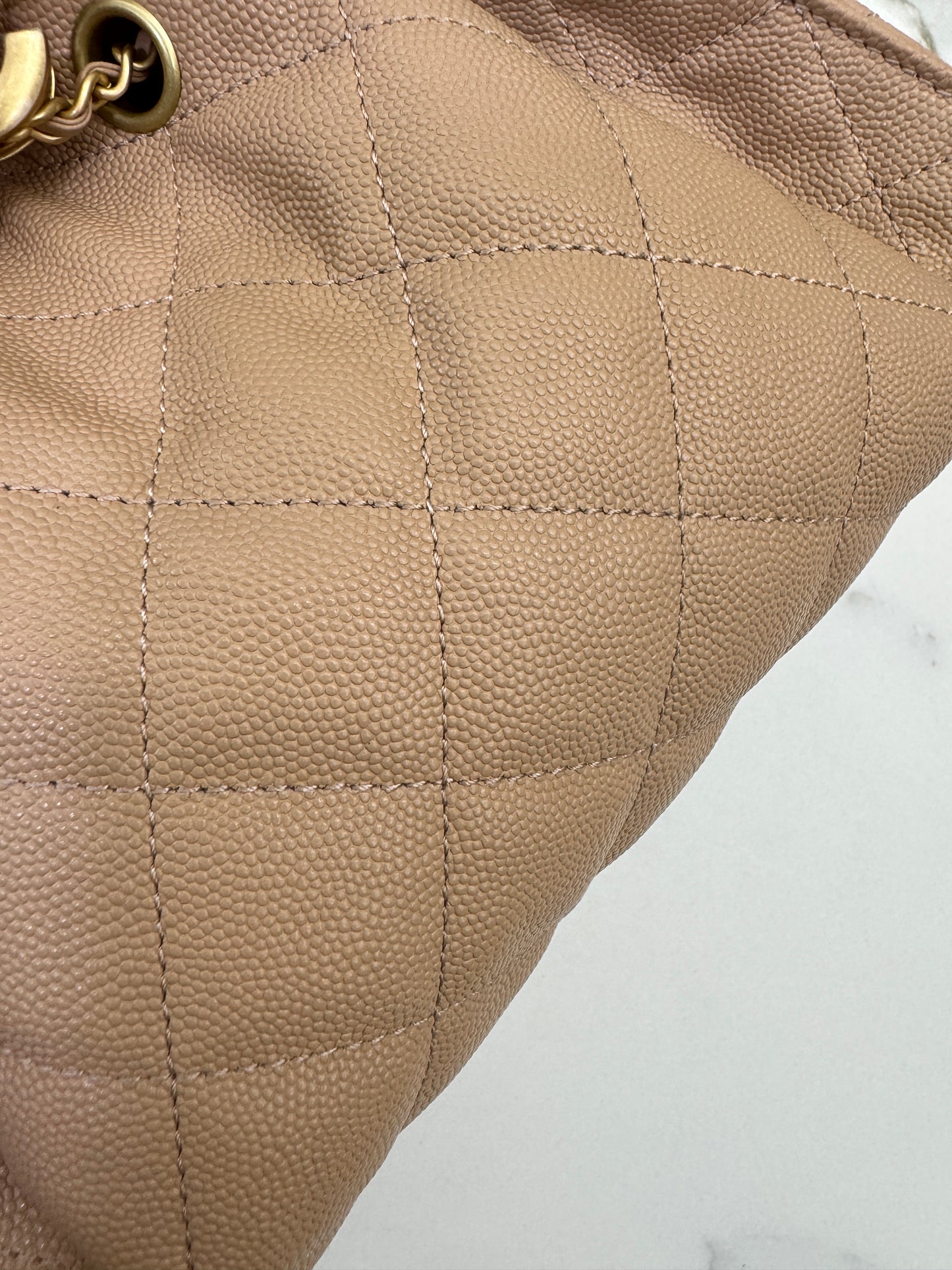 CHANEL Mini 25Bag 奶茶杏荔枝皮 Caviar Calfskin