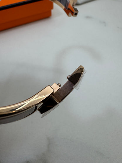 HERMES Clic H Bracelet 奶茶灰玫瑰金扣 Marron Glace Rose Gold