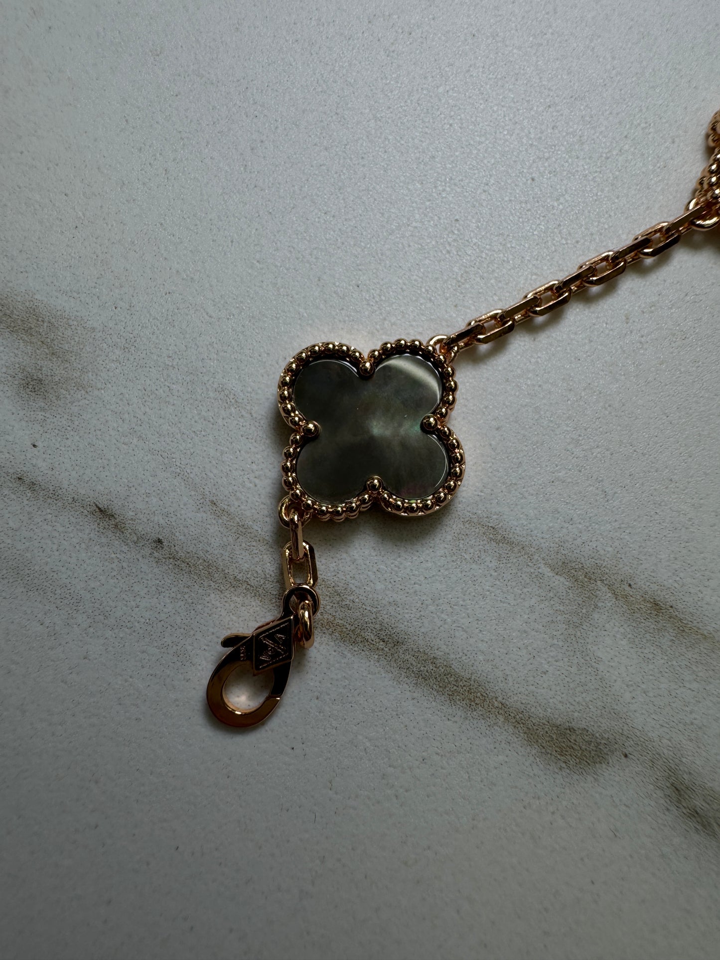 VCA Vintage Alhambra Bracelet 五花灰貝母拼鑽 玫瑰金手鏈