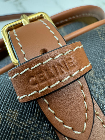 CELINE Folco 馬鞍包 深色老花