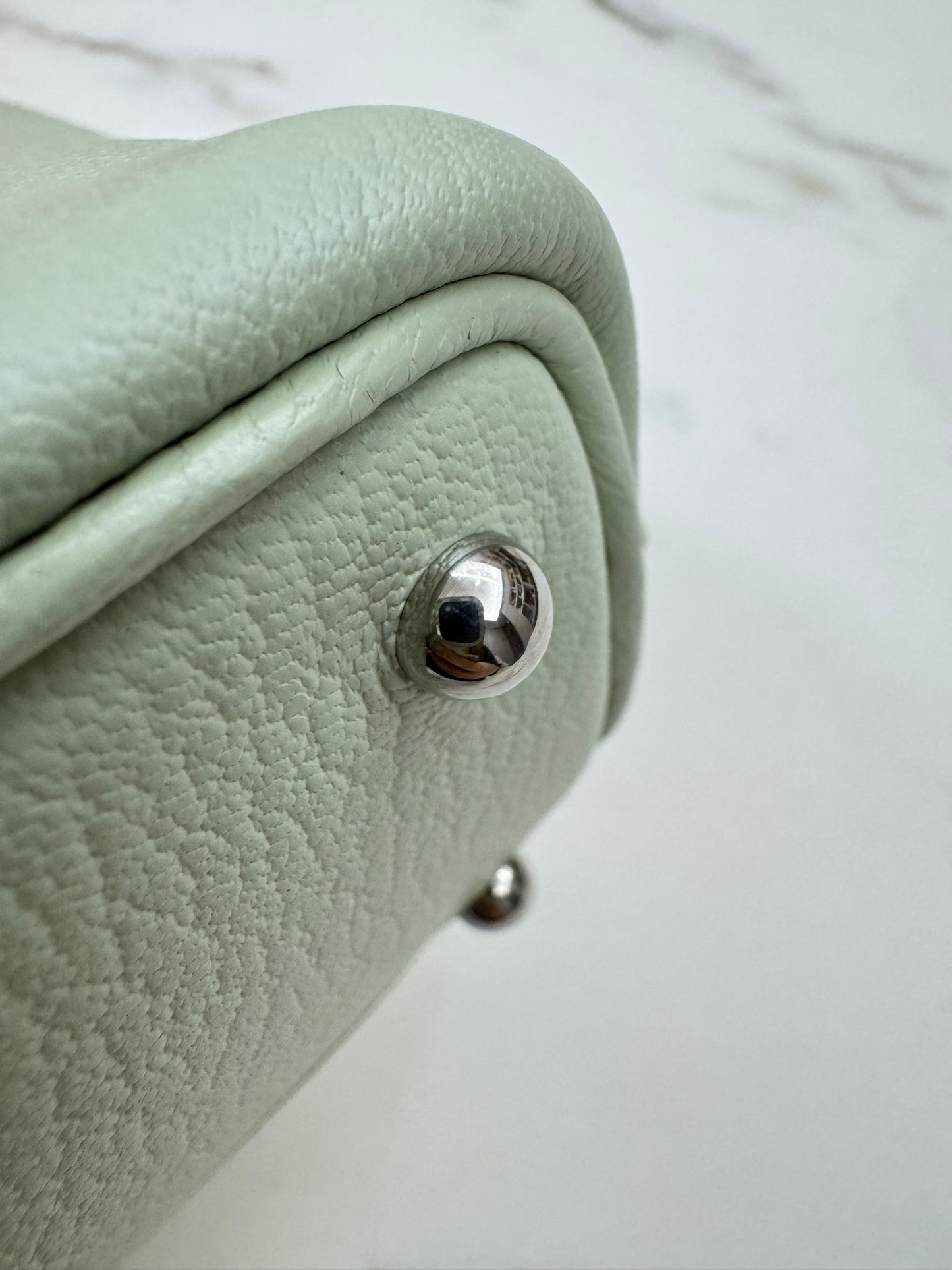 HERMES Mini Bolide 氣泡綠 山羊皮 銀扣 Mysore Vert Fizz PHW