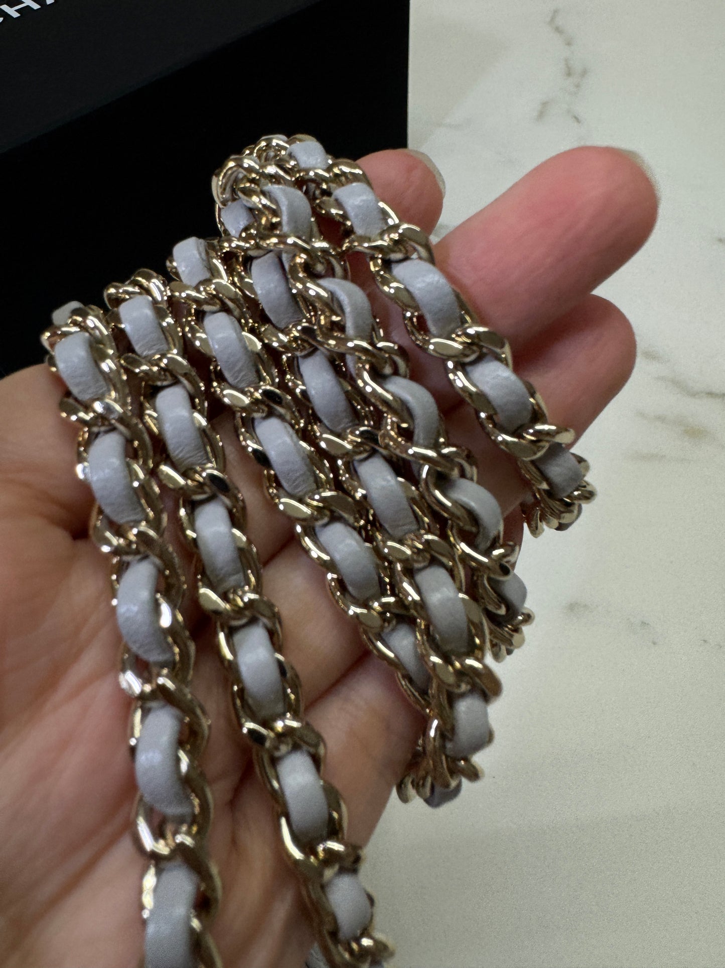 CHANEL Mini CF Handle 25P 淺灰色羊皮