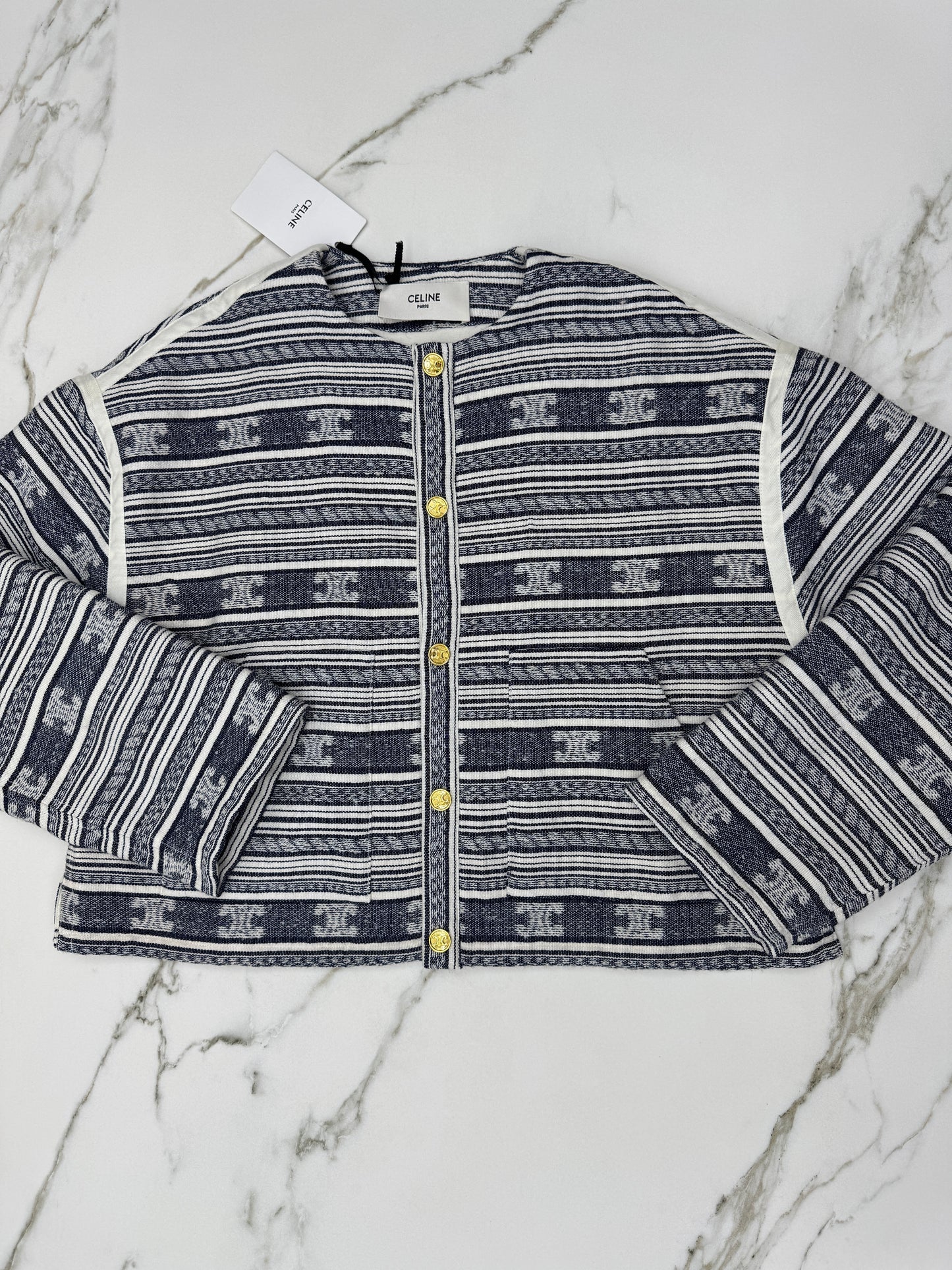 CElLINE 凱旋門Logo橫紋外套