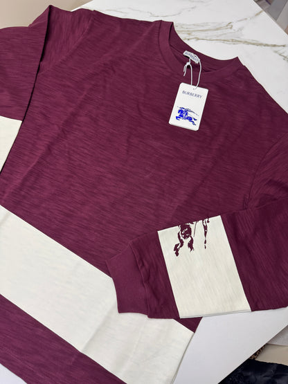 BURBERRY 紫紅色 竹節棉長袖