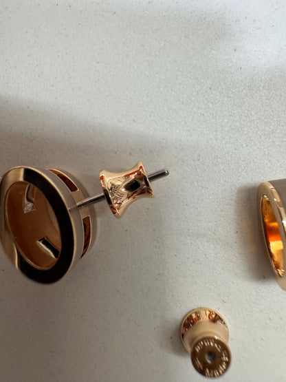 HERMES Pop H 奶茶灰 玫瑰金耳環