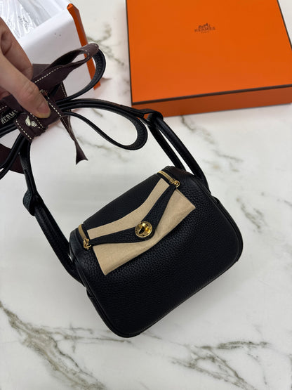 HERMES Mini Lindy II 黑金 Nior TC GHW